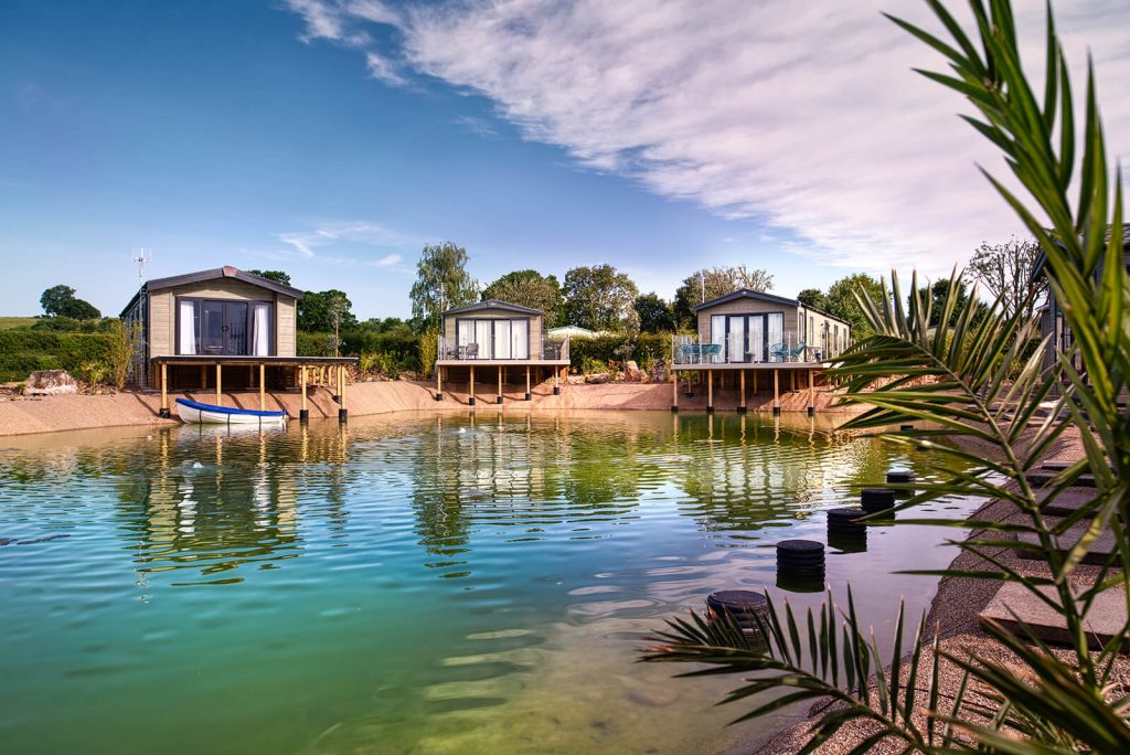 Brand new lodges at the Water Gardens development, Wayside