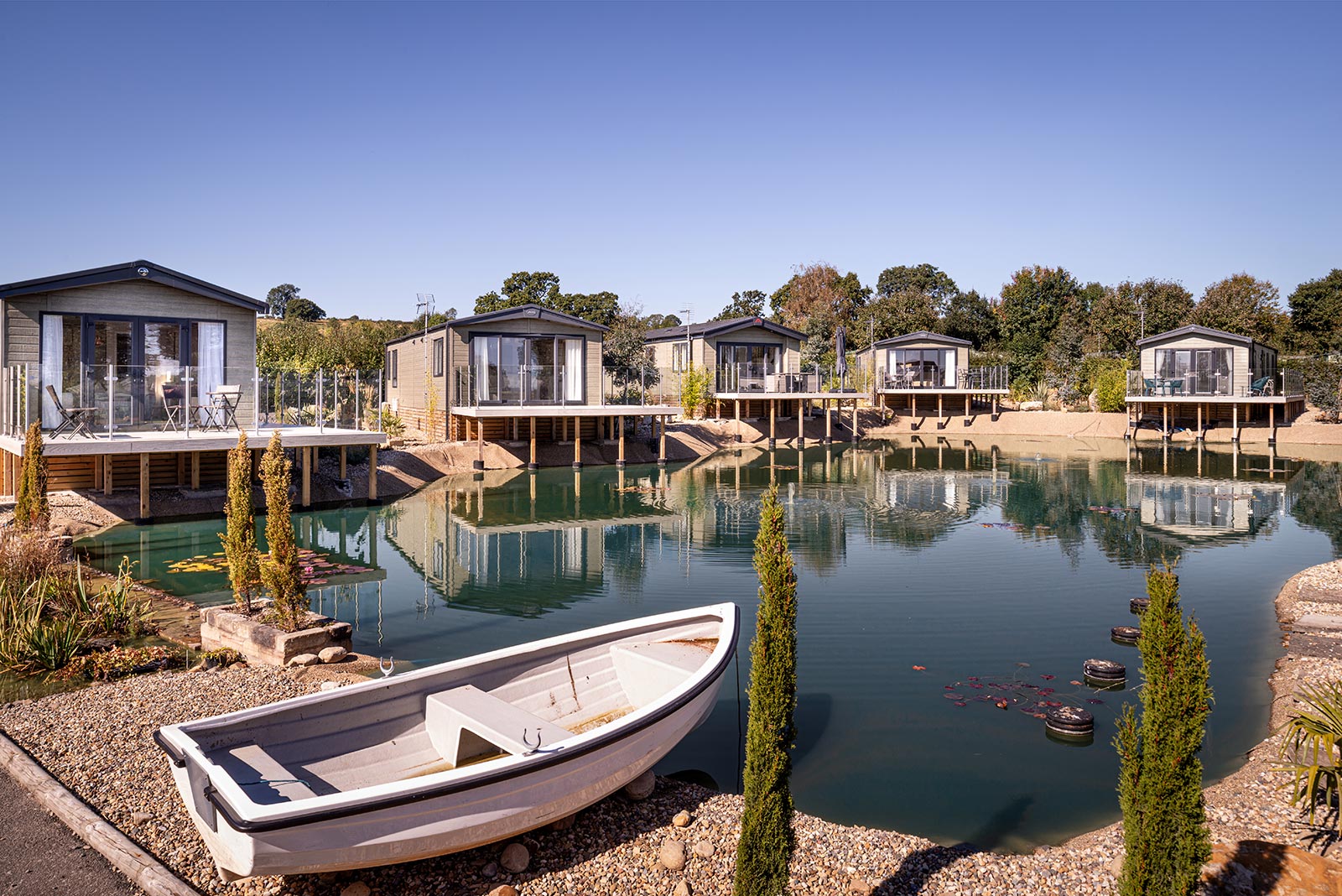 Brand new lodges at the Water Gardens development, Wayside